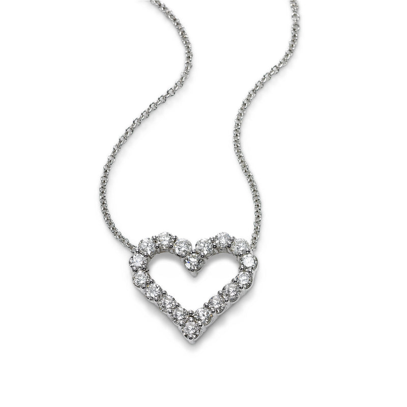 Open Heart Diamond Necklace, .46 Carat, 14K White Gold