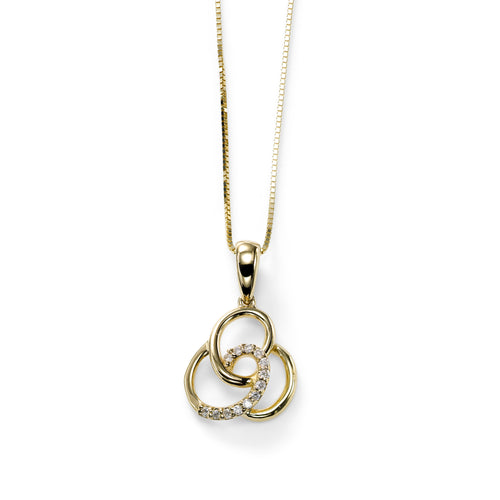 Triple Interlocking Circles Pendant, 14K Yellow Gold