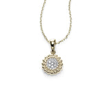 Pavé Diamond Disc Pendant, 14K Yellow Gold