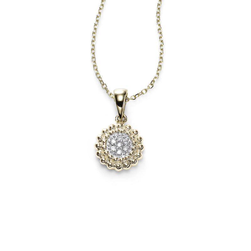 Pavé Diamond Disc Pendant, 14K Yellow Gold