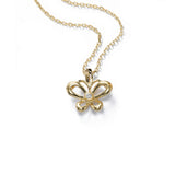 Petite Butterfly Pendant, Diamond Accent, 14K Yellow Gold