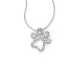 Dog Paw Diamond Pendant, 14K White Gold