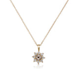Fancy Brown Diamond Flower Pendant, 14K Yellow Gold