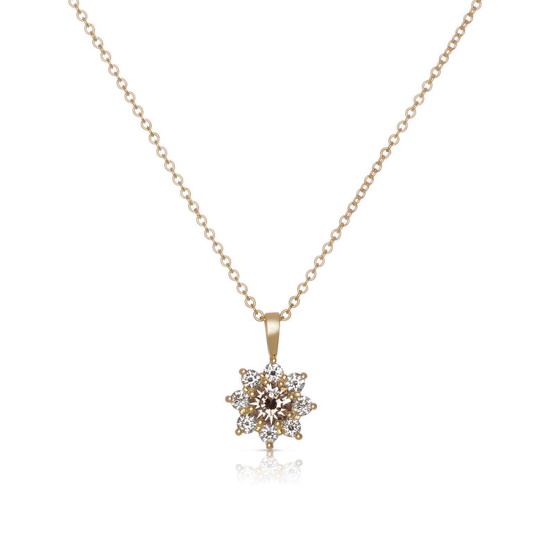 Fancy Brown Diamond Flower Pendant, 14K Yellow Gold