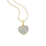 Pavé Diamond Heart Pendant, 14K Yellow Gold