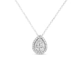Pavé Diamond Drop Pendant, 18K White Gold
