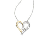 Two Tone Heart Pendant with Diamonds, 14 Karat Gold