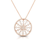 Fancy Diamond Disc Pendant, 14K Rose Gold