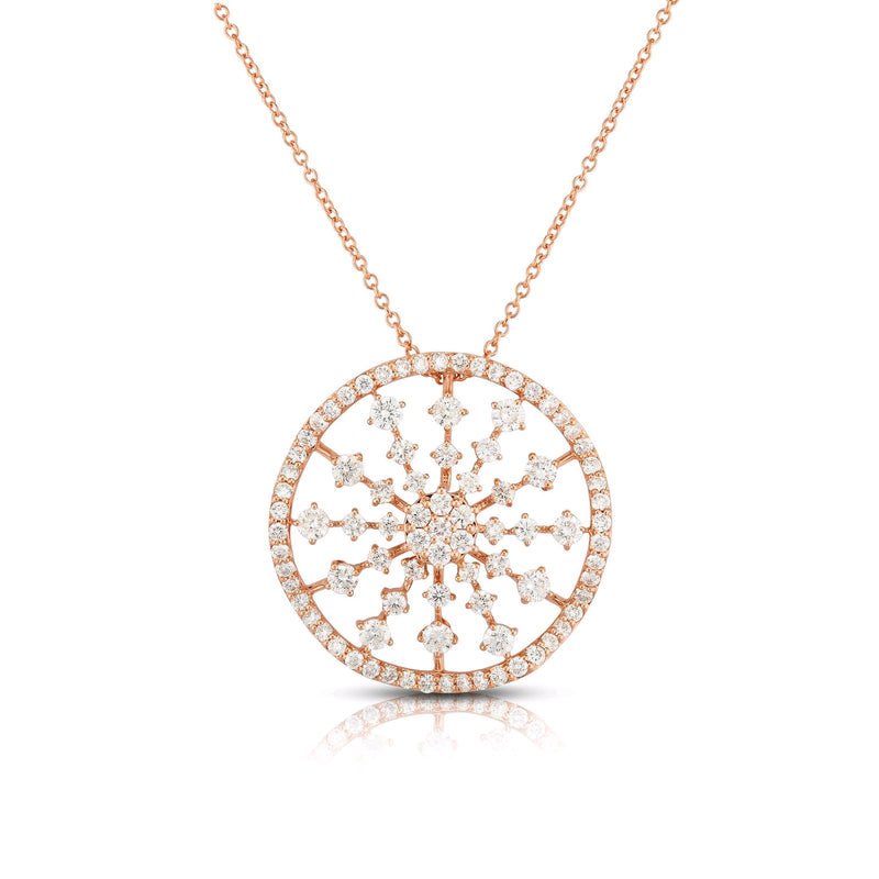 Fancy Diamond Disc Pendant, 14K Rose Gold