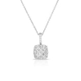 Cushion Diamond Cluster Pendant, 14K White Gold