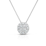 Round Diamond Cluster Pendant, 14K White Gold