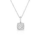 Cushion Pavé Diamond Pendant, 14K White Gold