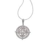 Round Vintage Style Diamond Pendant, 14K White Gold