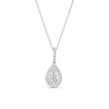Pear Shape Diamond Pendant with Halo, 18K White Gold