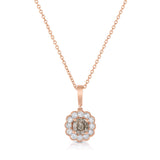 Flower Design Diamond Pendant, 14K Rose Gold