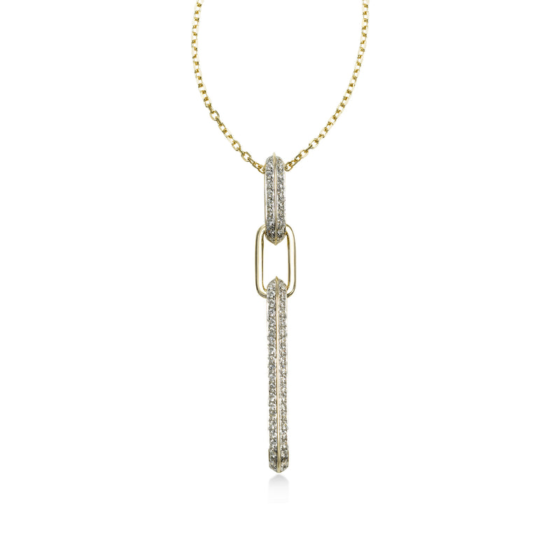 Elongated Pavé Diamond Pendant, 14K Yellow Gold