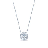 Diamond Cluster Halo Pendant, 14K White Gold