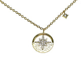 Starburst Diamond Disc Pendant, 14K Yellow Gold