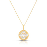 Flush Set Diamond Disc Pendant, 14K Yellow Gold