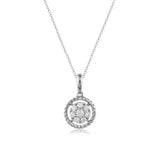 Rope Design Diamond Cluster Pendant, 14K White Gold