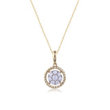 Rope Design Diamond Cluster Pendant, 14K Yellow Gold