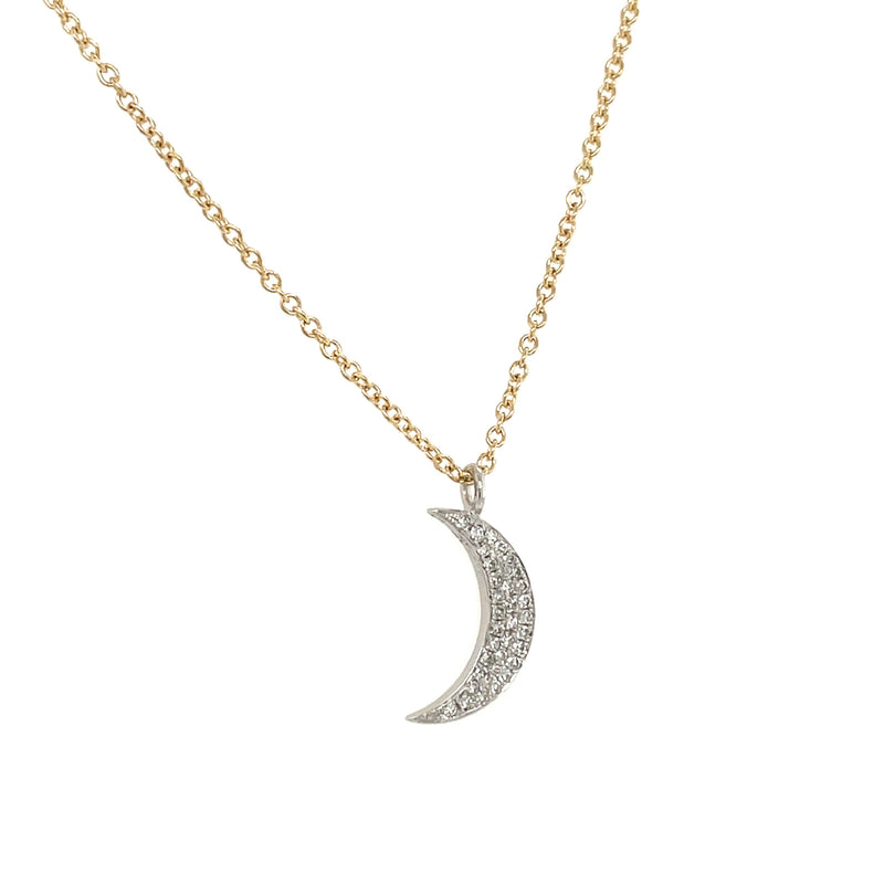 Diamond Moon Charm Pendant, 14 Karat Gold