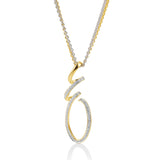 Two Tone Diamond Swirl Pendant, 14 Karat Gold