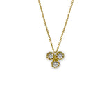 Triple Diamond Cluster Pendant, 14K Yellow Gold