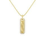 Diamond Framed Florentine Finish Pendant, 14K Yellow Gold