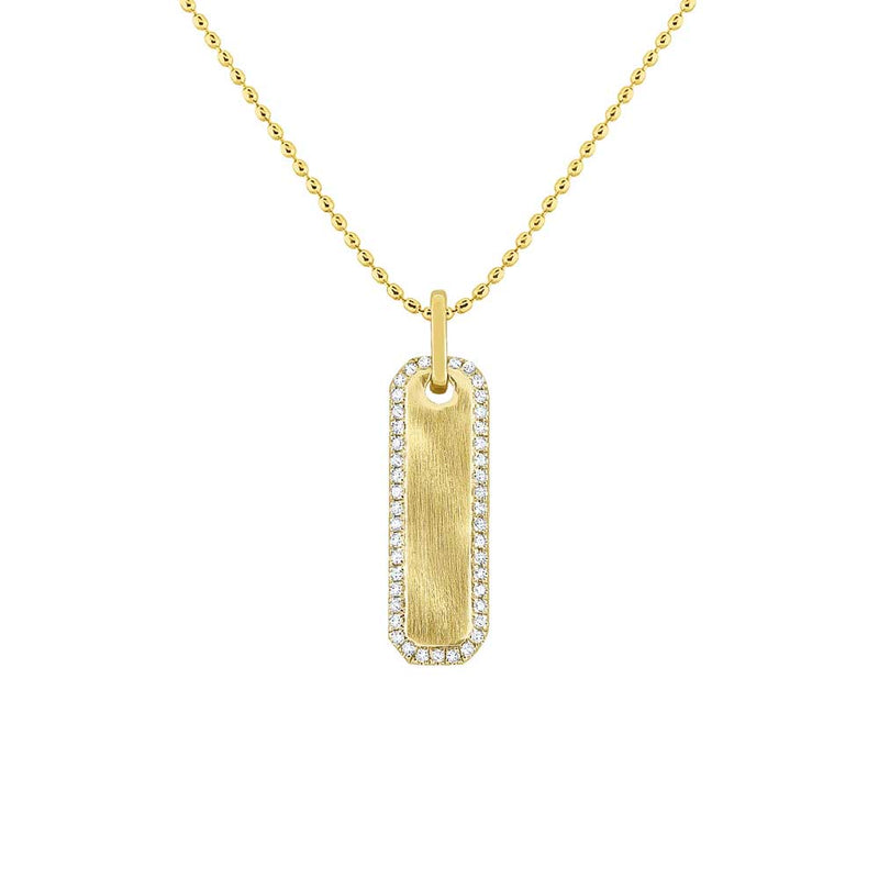 Diamond Framed Florentine Finish Pendant, 14K Yellow Gold