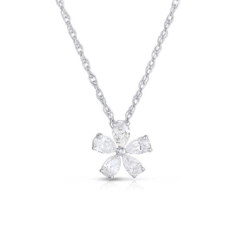 Diamond Flower Pendant, .55 Carat, 14K White Gold