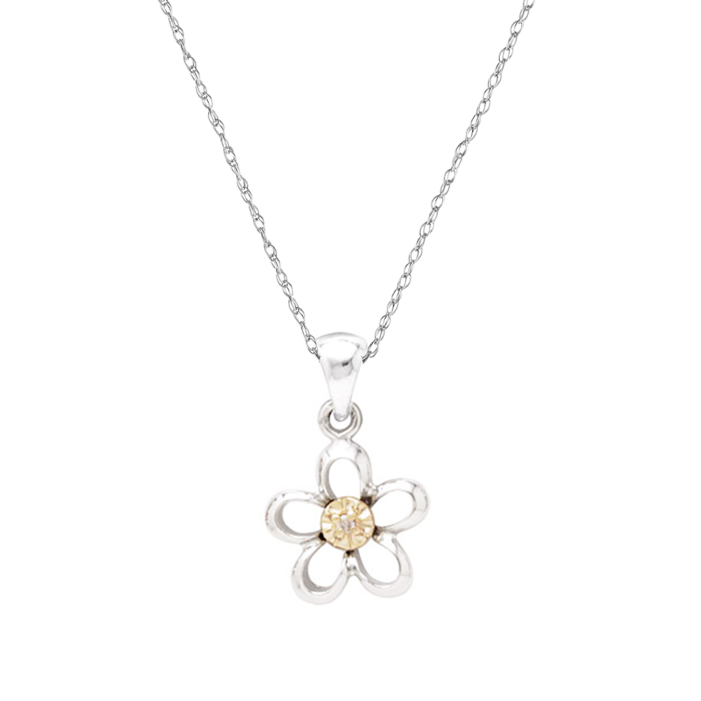 Open Daisy Pendant, Sterling Silver and 14K Yellow Gold | Gold
