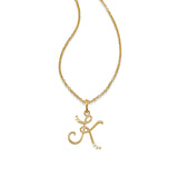 Script Capital Letter Initial Pendant, 14K Yellow Gold
