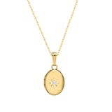 Girls Oval Locket with Diamond Accent, 14K Yellow Gold