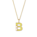 Capital Letter Yellow Enamel Initial "B" Pendant, 14K Yellow Gold