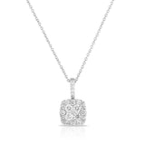 Square Diamond Cluster Pendant, .25 Carat Total, 14K White Gold