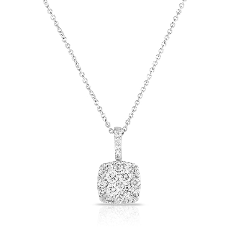 Square Diamond Cluster Pendant, .25 Carat Total, 14K White Gold