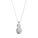 Knot Design Diamond Pendant , .10 Carat, 14K White Gold