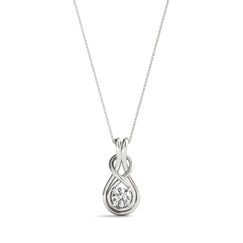 Knot Design Diamond Pendant , .10 Carat, 14K White Gold