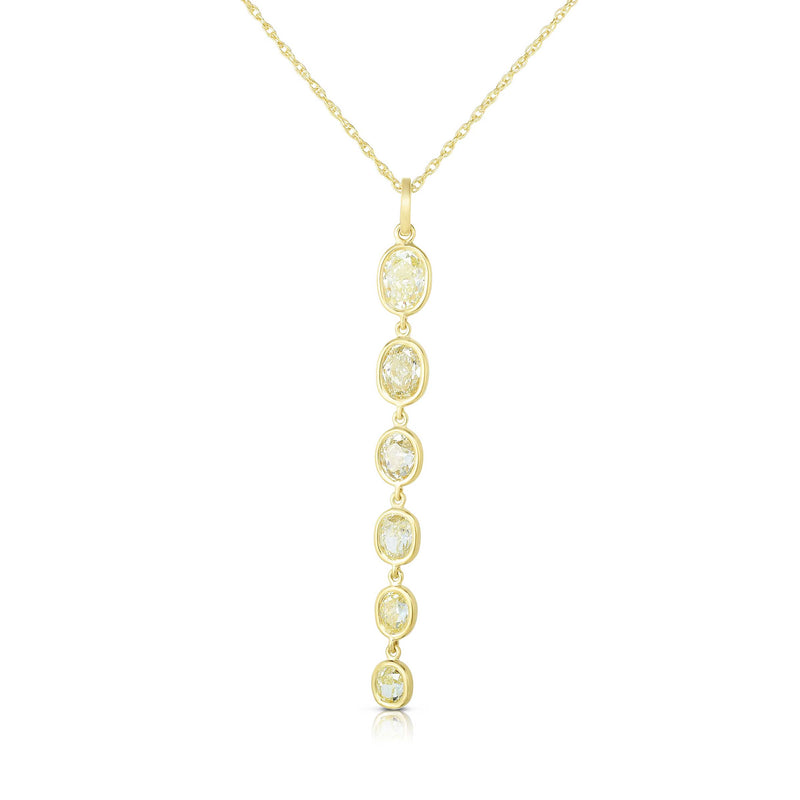 Fancy Light Yellow Diamond Drop Necklace, 18K Yellow Gold