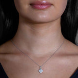 Clover Shape Diamond Pendant, 14K White Gold