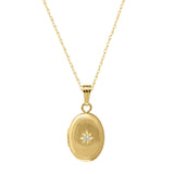 Small Oval Locket with Diamond, 14K Yellow Gold