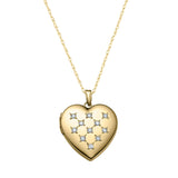 Heart Shape Locket with Diamonds, 14K Yellow Gold