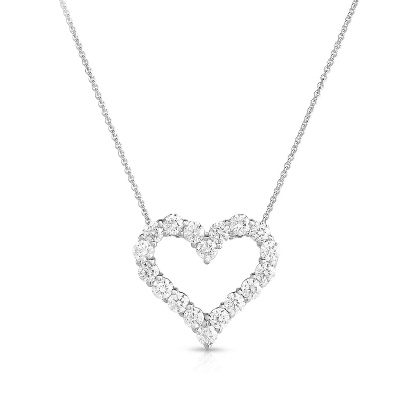 Open Heart Diamond Pendant, .91 Carat, 14K White Gold