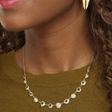 Hammered Diamond Design Necklace, 14K Yellow Gold
