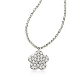 Flower Design Pavé Diamond Pendant, 14K White Gold