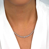 Graduated Diamond Tennis Necklace, 3.40 Carats, 14K White Gold