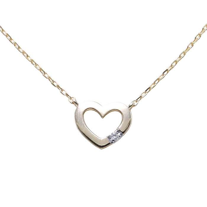Open Design Heart Necklace with Diamond Accent, 14K Yellow Gold