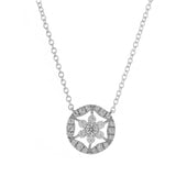 Open Design Diamond Cluster Necklace, 14K White Gold