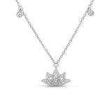 Diamond Lotus Necklace, 14K White Gold